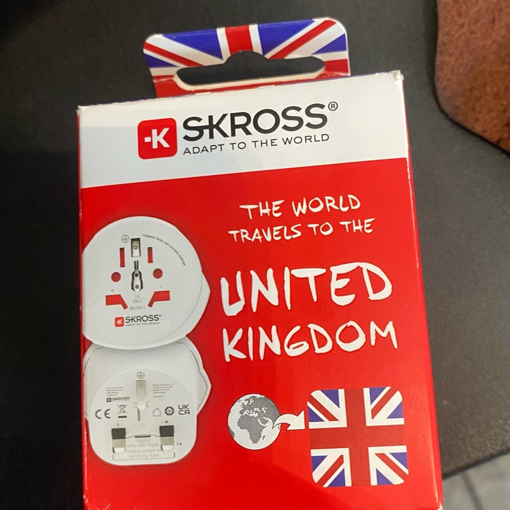 UK Travel Plug Adapter - Red & White